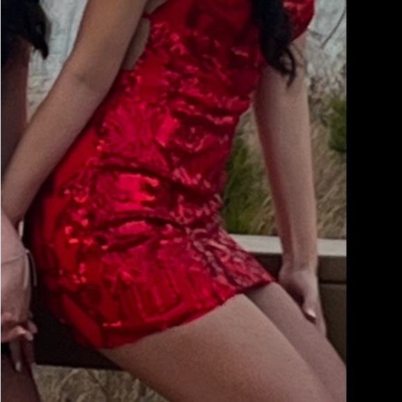 Lucy in the Sky Red Sequin Mini Dress - Picture 2 of 4
